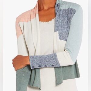 NWT NIC+ZOE Women's Camo Waves Cardigan, button detailing on sleeves, no closure